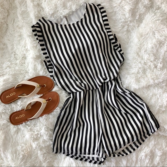 Dresses & Skirts - Black & White Striped Romper
